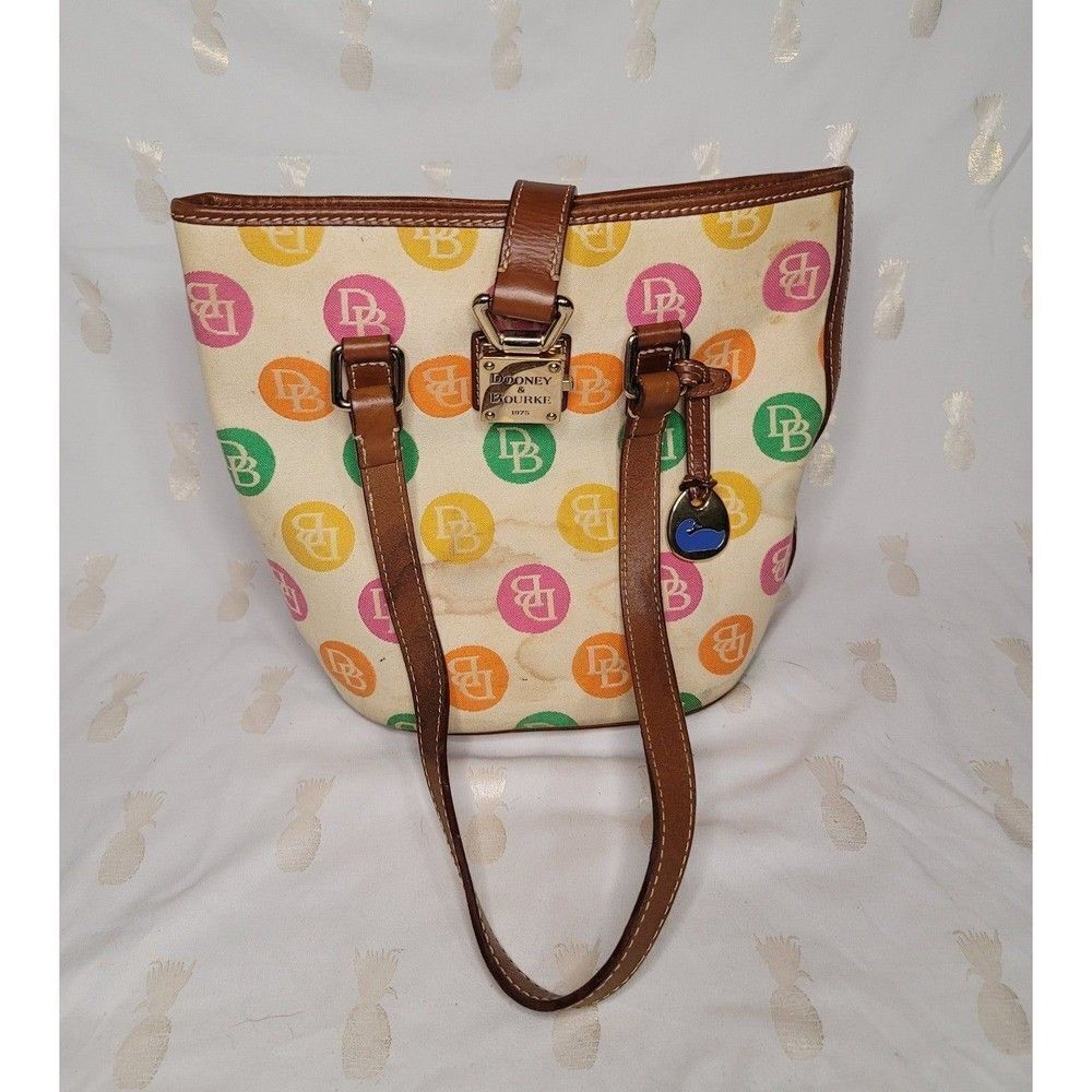 Vintage Designer Dooney and Bourke Medallion Bucket Bag